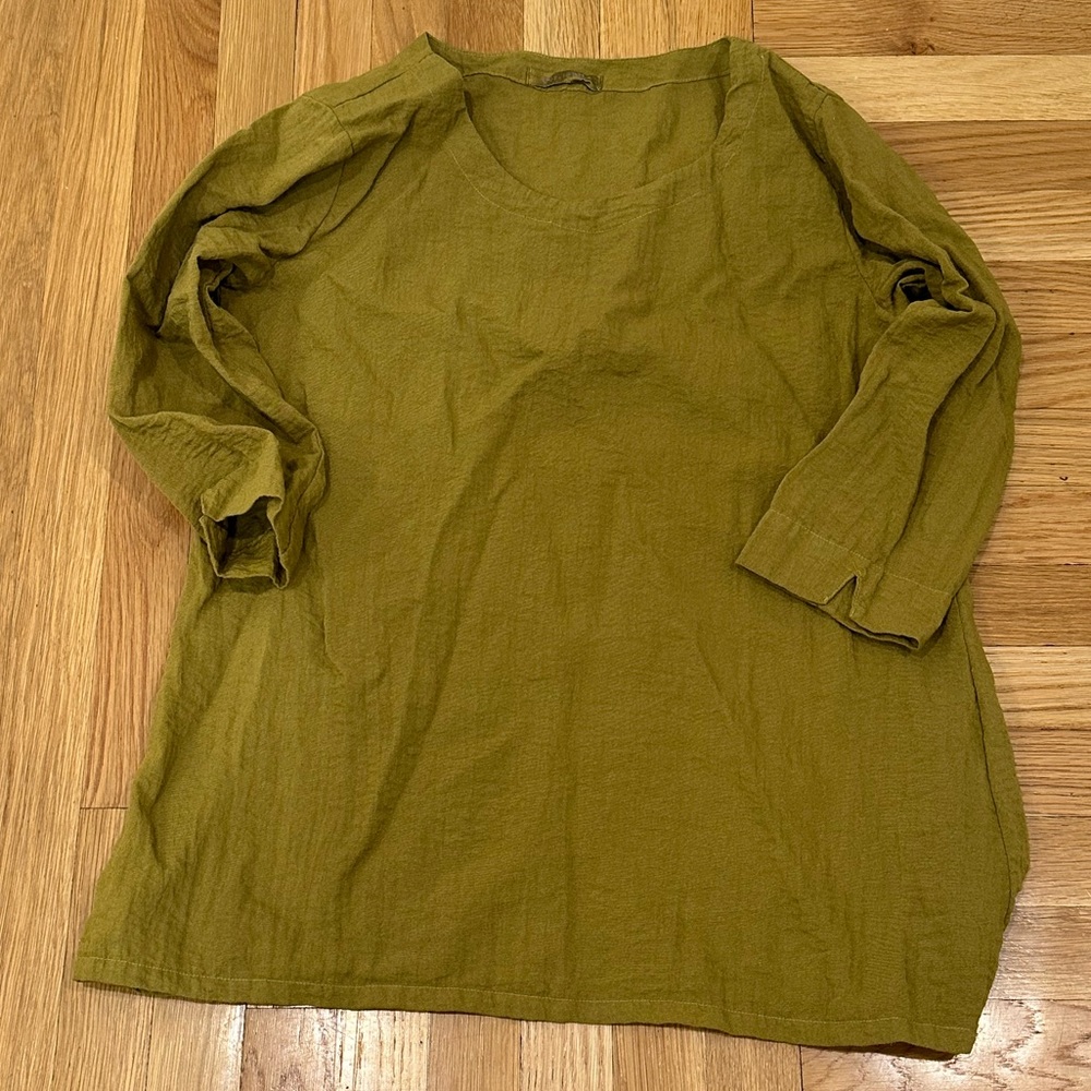 Cut-Loose Green 3/4 Sleeve Tunic boho coastal grandma
